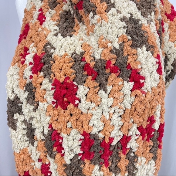 Chenille Earth Tone Fall Chunky Knit Tassel Scarf - Picture 4 of 4
